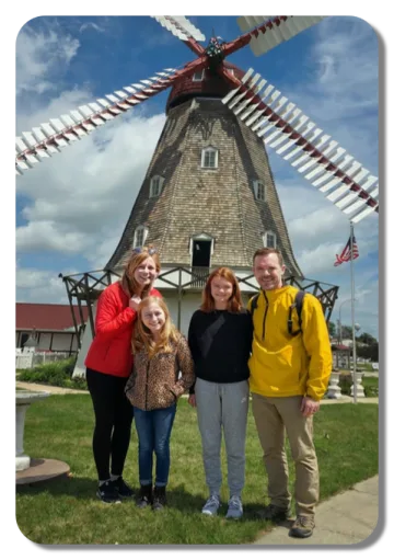 Modern family portrait in front of the Danish Windmill