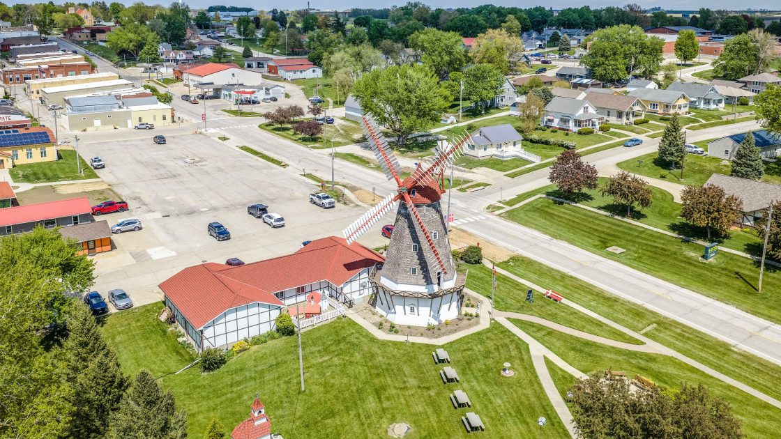 Outdoor campus area showing Aerial Campus Overview.