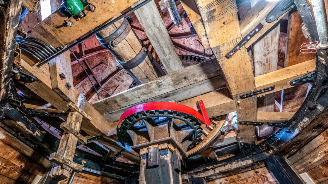 Interior windmill detail showing Gear Wheel Closeup.