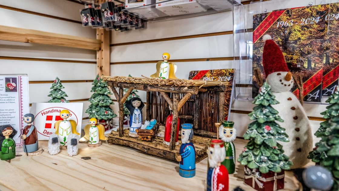 Heritage Market merchandise display showing Heritage Market Christmas Display.