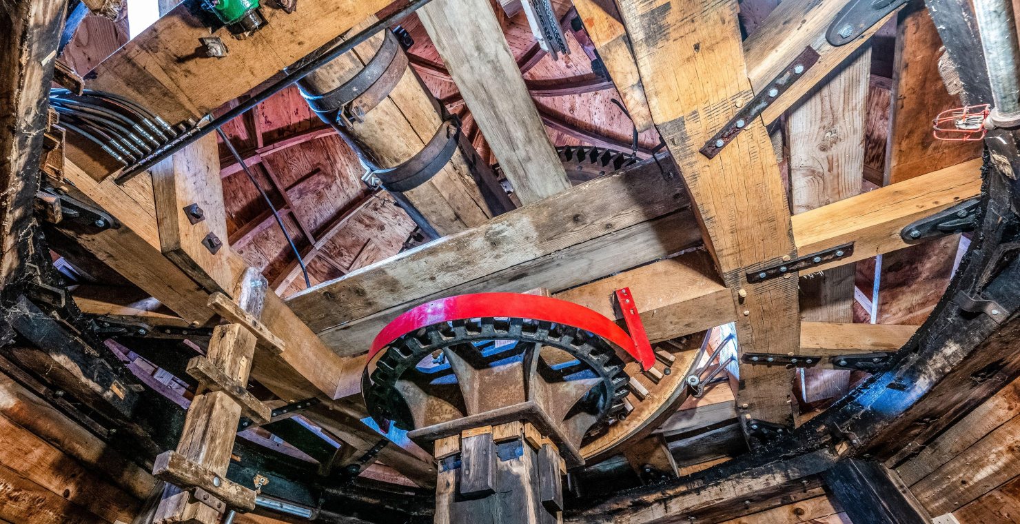 Interior windmill detail showing Gear Wheel Closeup.