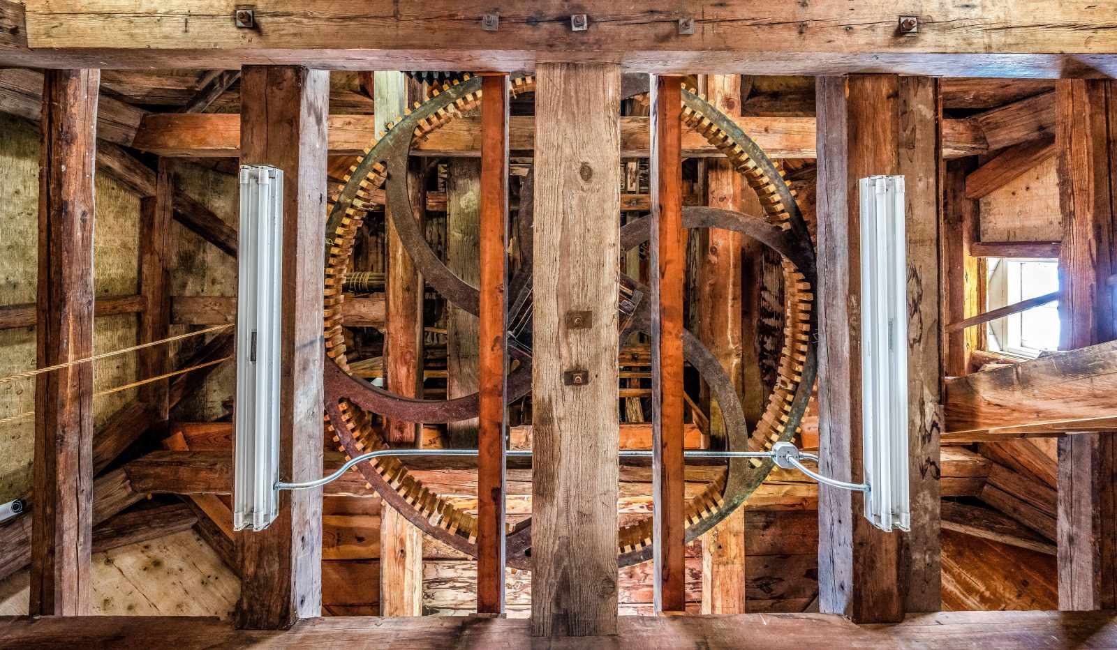 Interior windmill detail showing Sack Hoist Room.