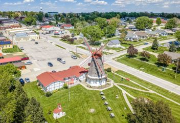Outdoor campus area showing Aerial Campus Overview.
