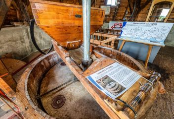 Interior windmill detail showing Millstone Mechanism.