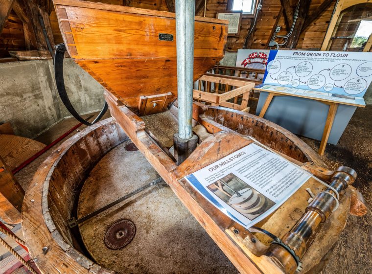 Interior windmill detail showing Millstone Mechanism.