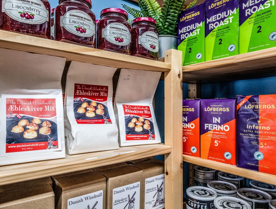 Heritage Market merchandise display showing Heritage Market Food Products Shelf.