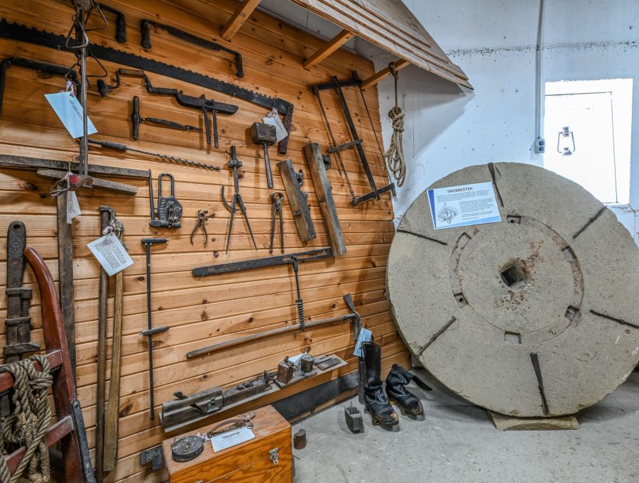 Interior windmill detail showing Tools Millstone.