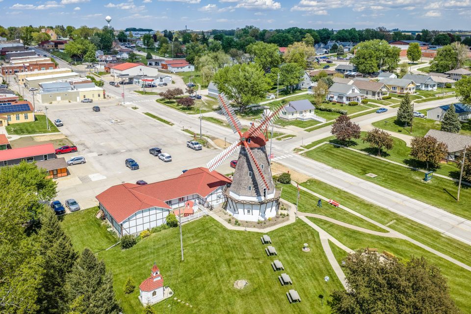 Outdoor campus area showing Aerial Campus Overview.