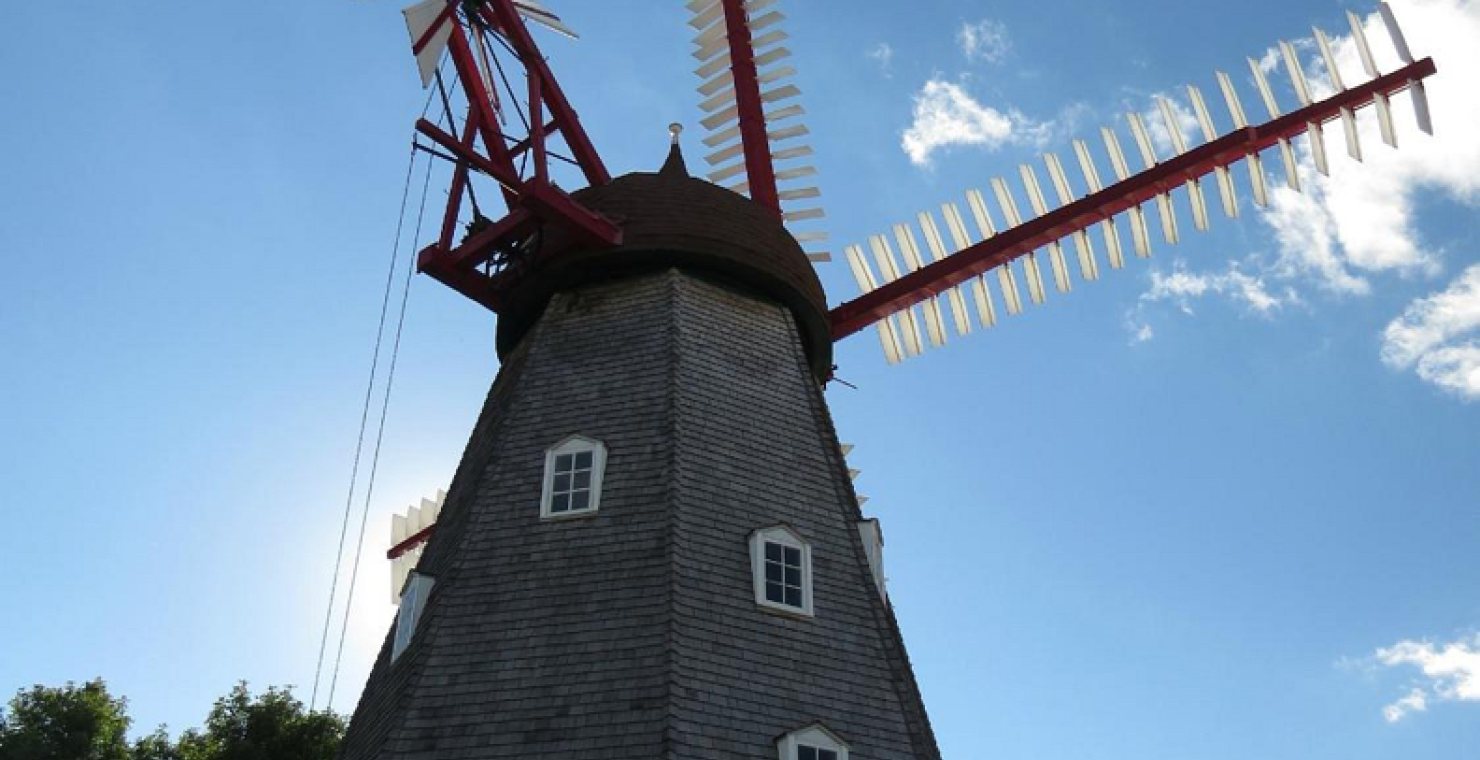 Danish Windmill image showing Windmill Low Nice Sky.