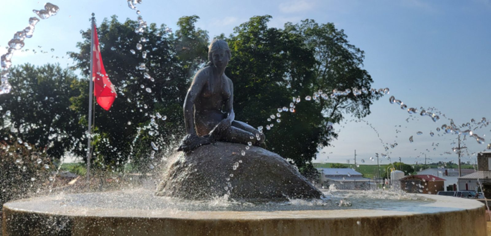 Danish Windmill image showing Mermaid Fountain.