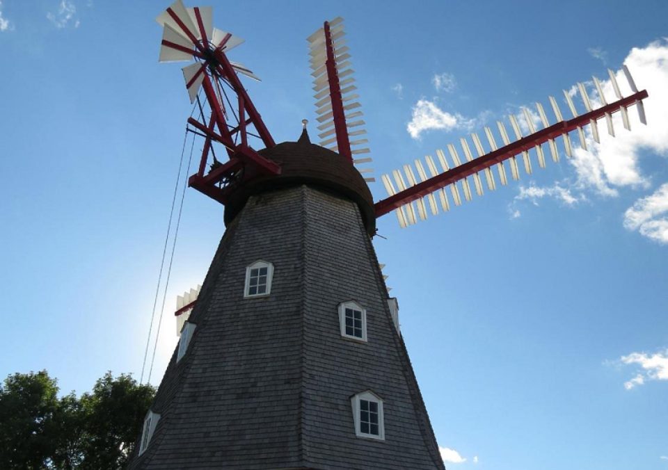 Danish Windmill image showing Windmill Low Nice Sky.