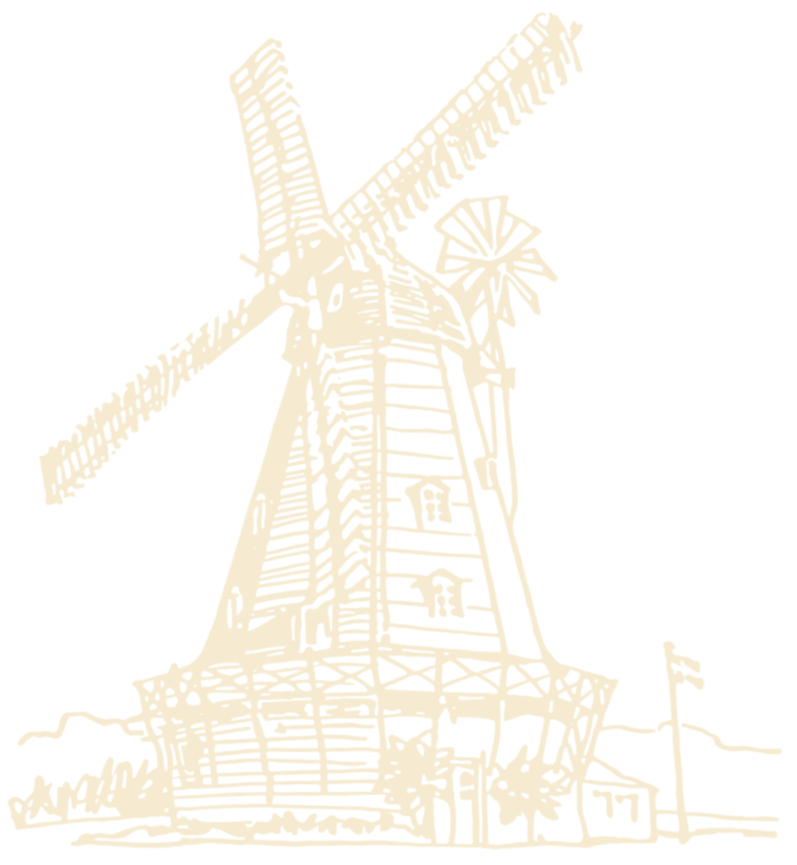 Illustrated Danish Windmill detail labeled Drawing Mill Cream.